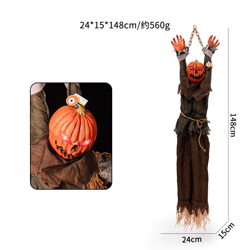 Motion-Activated Halloween Animatronics – Bound-Hand Shaking Clown, Pumpkin, Zombie, Nurse & Hanging Ghost Props