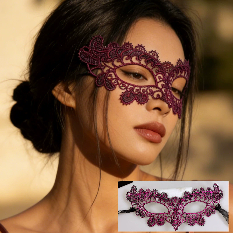 Couple Masquerade Mask Set – His & Hers Half Face Lace Eye Mask with Gold Foil Cutout Design for Ball & Party
