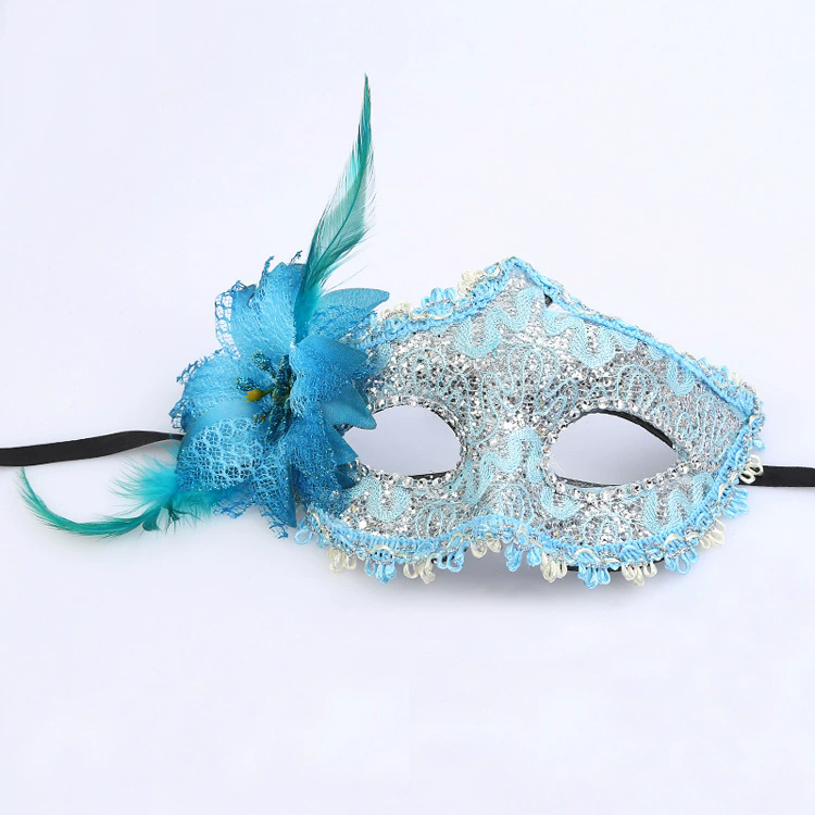 Floral Lace Half Face Mask – Flower Embellished Masquerade Eye Mask for Women, Romantic Party Mask for Halloween & Ball