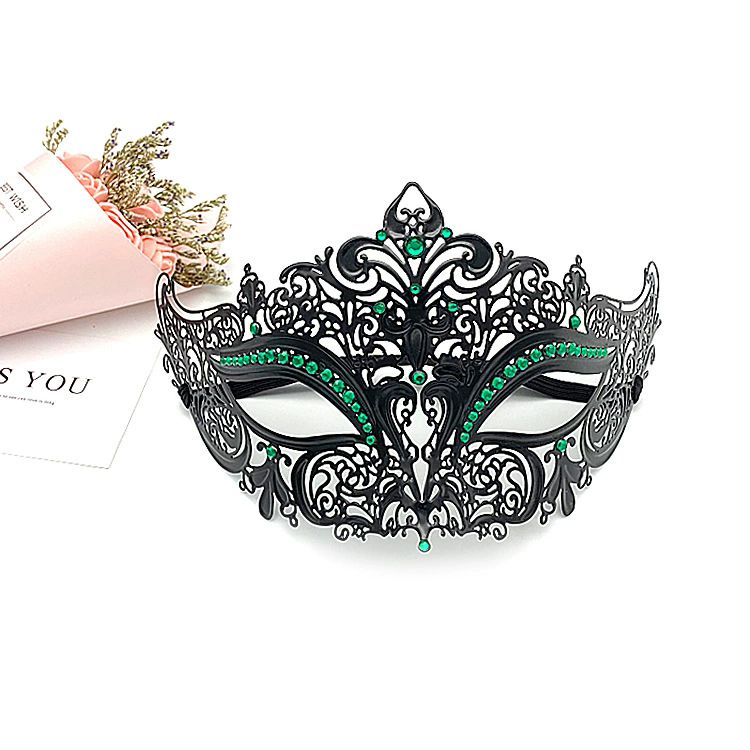 Rhinestone Metal Mask – Half Face Masquerade Mask with Crystal Gems for Women, Glamorous Party Mask for Halloween & Cosplay
