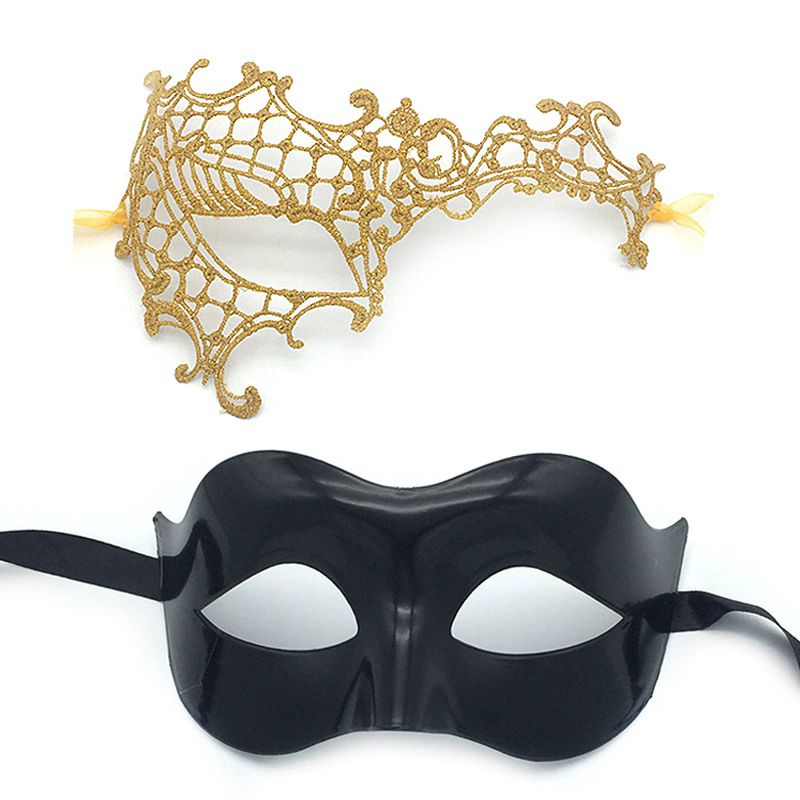 Couple Eye Mask Set – Matching Half Face Masquerade Mask for Men & Women, Romantic Party Accessory for Halloween & Ball