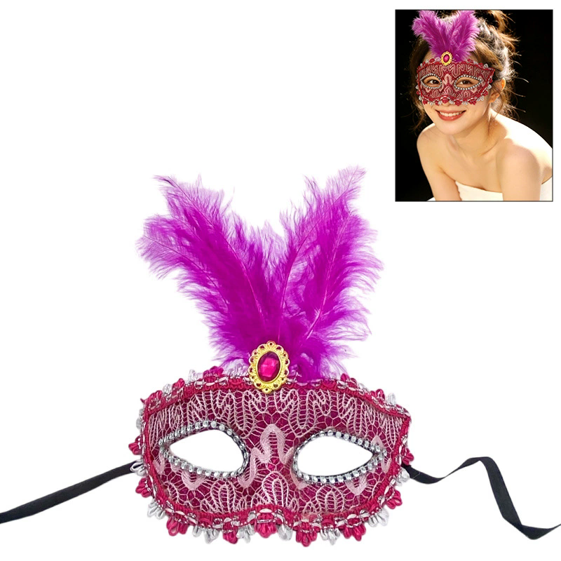 Princess Feather Masquerade Mask – Cute Half Face Eye Mask with Fluffy Feathers for Women, Romantic Party Accessory for Halloween