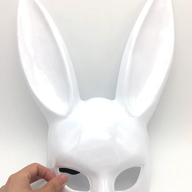 Black Bunny Half Face Mask – Rabbit Masquerade Mask for Women & Men, Cute Animal Costume Mask for Halloween & Masquerade Ball
