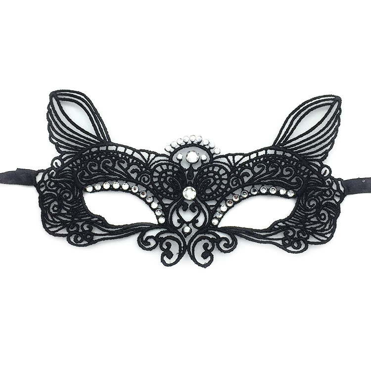 Structured Rhinestone Lace Mask – 3D Shaped Half Face Masquerade Mask with Crystal Gems for Women, Party & Halloween Costume