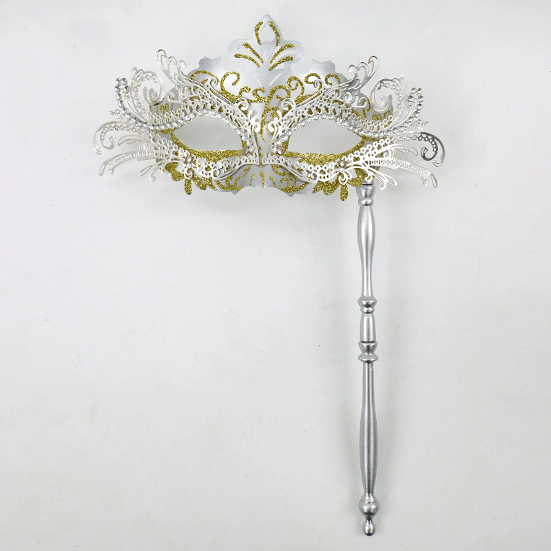 Metal Rhinestone Handheld Mask – Detachable Half Face Masquerade Mask with Stick for Women, Luxury Party Accessory for Halloween & Ball