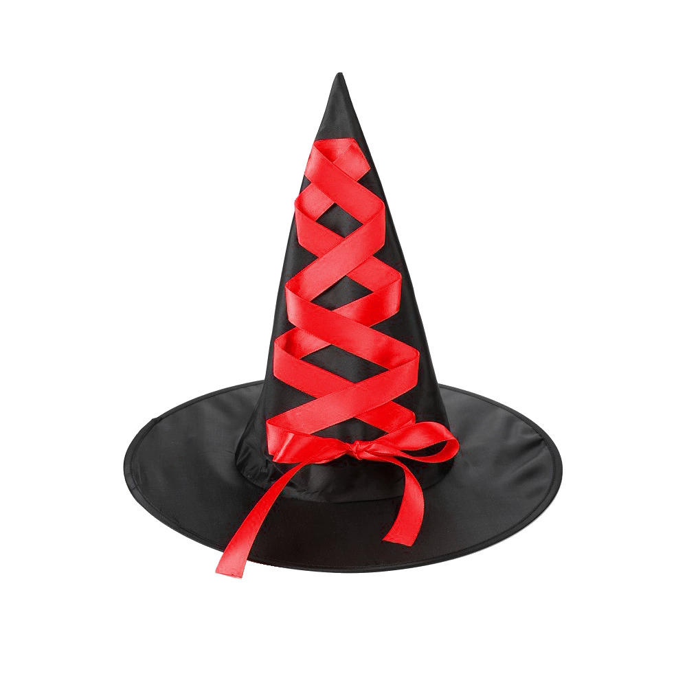 Witch Hat with Strap – Wizard Cap with Tie String for Adults & Kids Halloween Costume