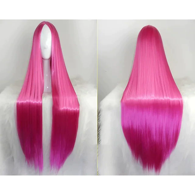 80cm Long Straight Anime Wig – Middle Part Bangs Cosplay Wig for Women Girls Halloween Party Prop