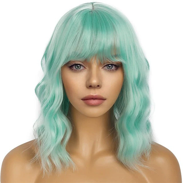 Women's Medium Long Curly Wig – Colorful Short Curls Halloween Costume Wig for Adult Women Party Prop