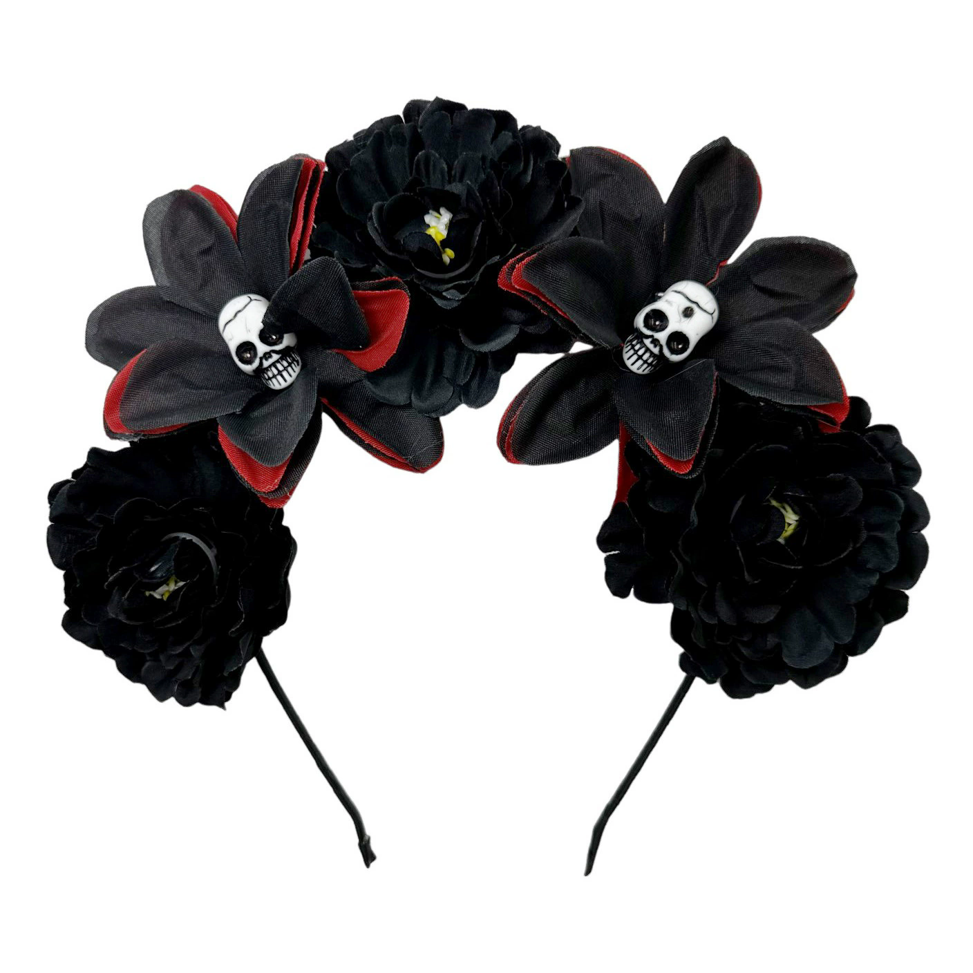 Gothic Flower Skull Headband – Rose Skull Hairband for Women & Girls Halloween Costume Accessory