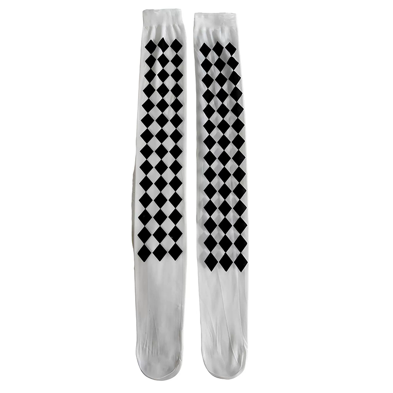 Joker Stripe Over Knee Socks – Harlequin Diamond Pattern Long Thigh High Stockings for Women Halloween Costume
