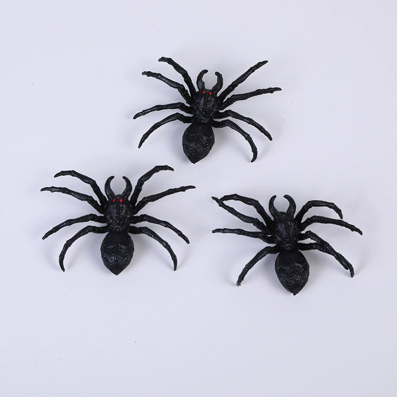 Black Plastic Spider – Realistic Fake Spider for Halloween Decor Party Prop