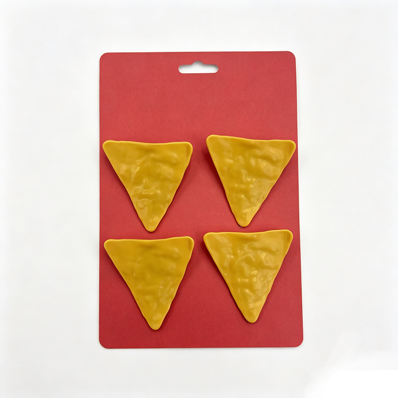 4 pack textured yellow cheese pizza slice plastic food bag sealing clips solid red retail hang display card