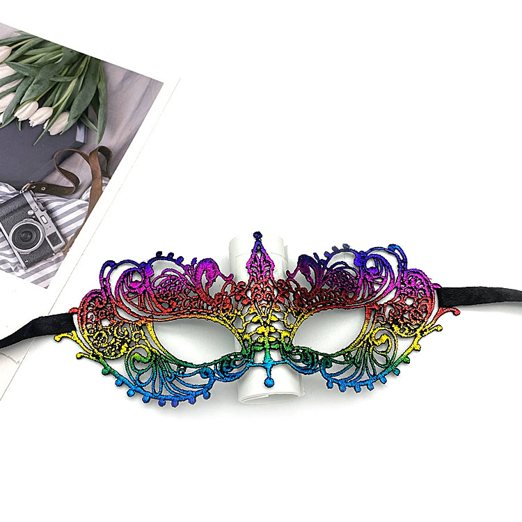 Sexy Colorful Lace Mask – Shapeable Gold Stamped Half Face Masquerade Eye Mask for Women, Halloween Costume & Dance Party