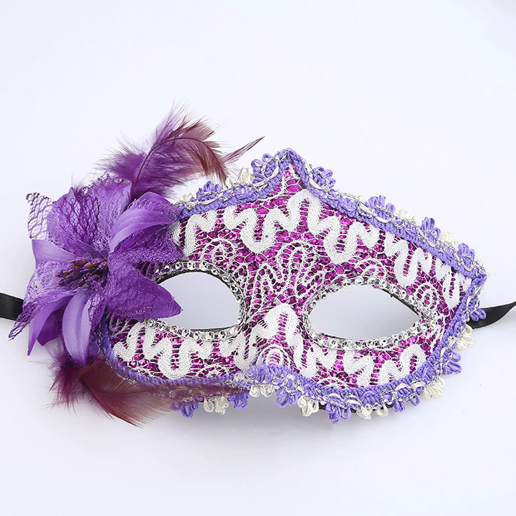 Floral Lace Half Face Mask – Flower Embellished Masquerade Eye Mask for Women, Romantic Party Mask for Halloween & Ball