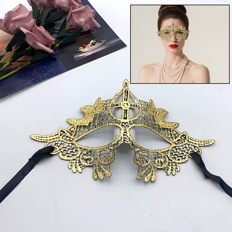 Gold Lace Masquerade Mask – Half Face Eye Mask  for Women, Sexy Party Mask for Ball & Nightclub