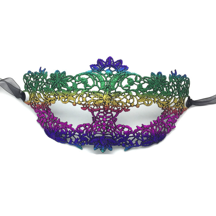 Holographic Lace Mask – Gold Foil Iridescent Half Face Masquerade Eye Mask for Women, Glamorous Party Accessory for Halloween & Cosplay