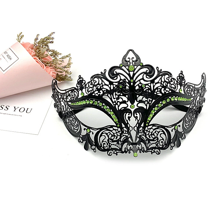 Rhinestone Metal Mask – Half Face Masquerade Mask with Crystal Gems for Women, Glamorous Party Mask for Halloween & Cosplay