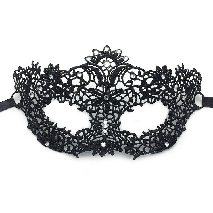 Structured Rhinestone Lace Mask – 3D Shaped Half Face Masquerade Mask with Crystal Gems for Women, Party & Halloween Costume