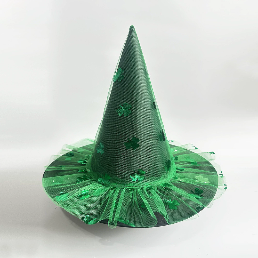 Full Color Printed Netting Witch Hat – Colorful Patterned Tulle Wizard Cap for Adults, Kids, Halloween Party