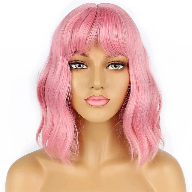 Women's Medium Long Curly Wig – Colorful Short Curls Halloween Costume Wig for Adult Women Party Prop