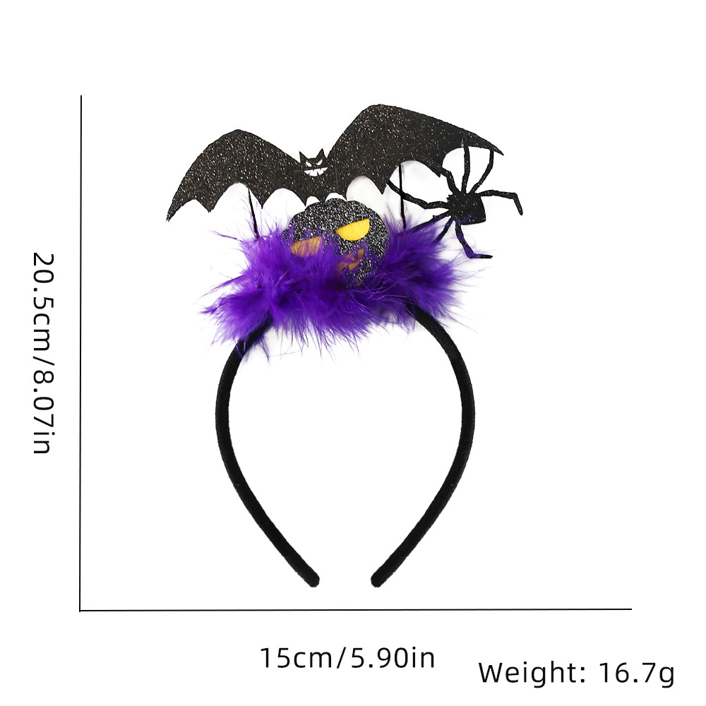Halloween Ghost Bat Feather Headband – Spooky Hairband with Ghost, Bat & Feather Decorations for Women & Kids