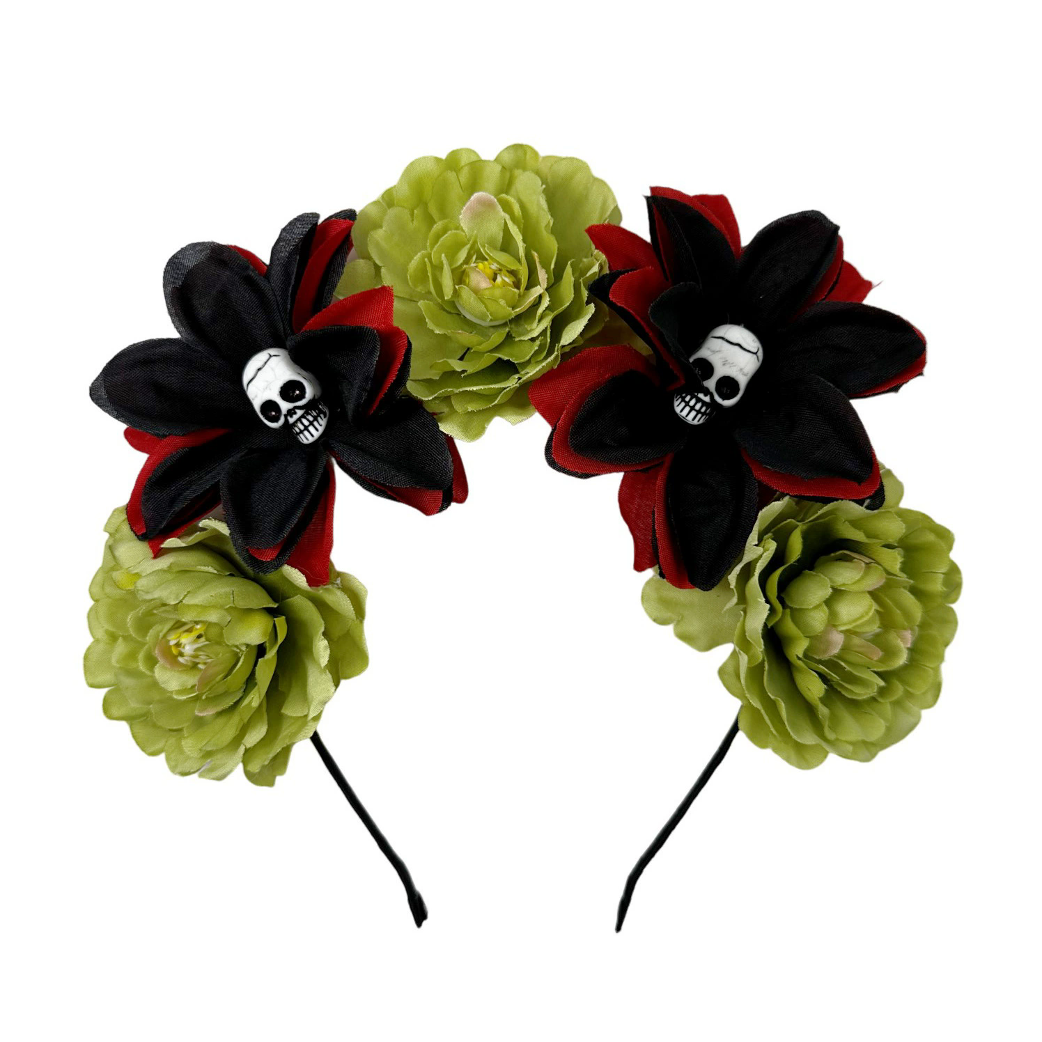 Gothic Flower Skull Headband – Rose Skull Hairband for Women & Girls Halloween Costume Accessory