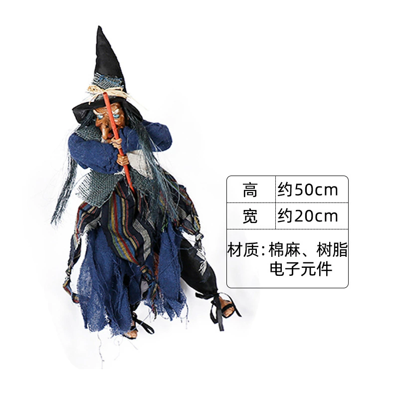 Motorized Halloween Animatronics - Hanging Ghost, Standing Witch & Sound Activated Skeleton Prop for Outdoor Yard Decor, Haunted House Party Supplies