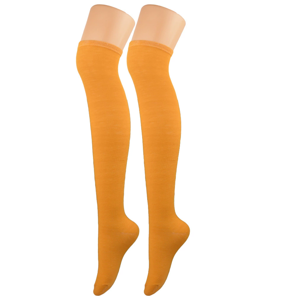Plain Thigh High Socks – Solid Color Over Knee Stockings for Women Halloween Costume