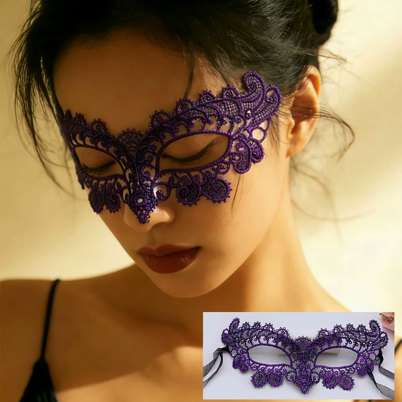 Couple Masquerade Mask Set – His & Hers Half Face Lace Eye Mask with Gold Foil Cutout Design for Ball & Party