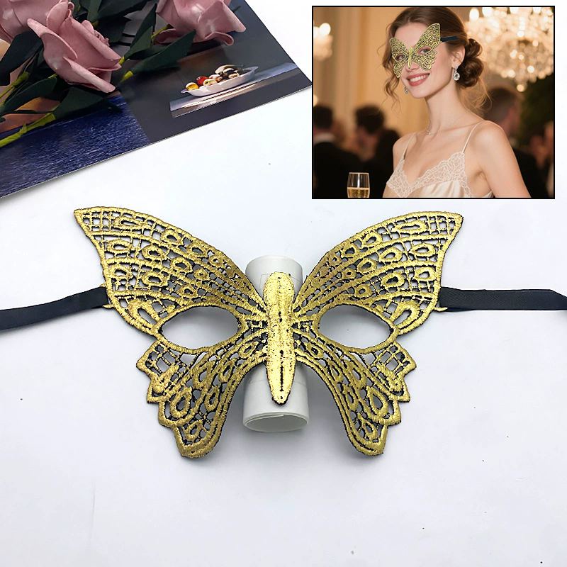 Gold Lace Masquerade Mask – Half Face Eye Mask  for Women, Sexy Party Mask for Ball & Nightclub