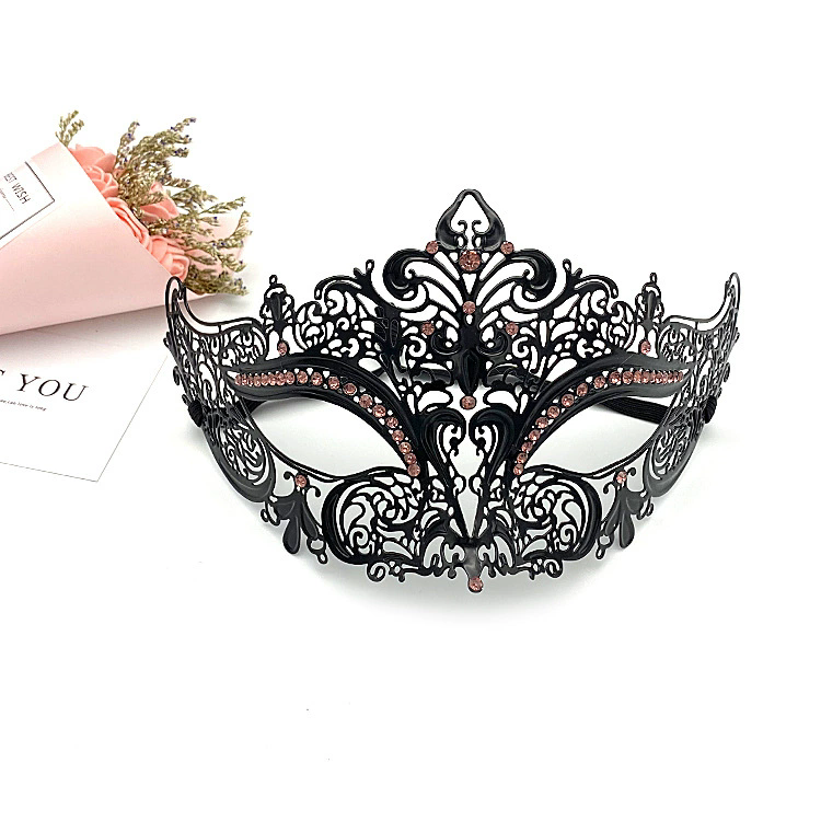 Rhinestone Metal Mask – Half Face Masquerade Mask with Crystal Gems for Women, Glamorous Party Mask for Halloween & Cosplay