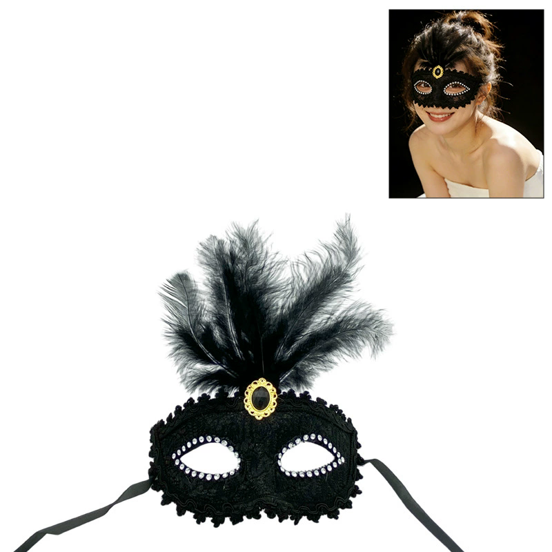 Princess Feather Masquerade Mask – Cute Half Face Eye Mask with Fluffy Feathers for Women, Romantic Party Accessory for Halloween