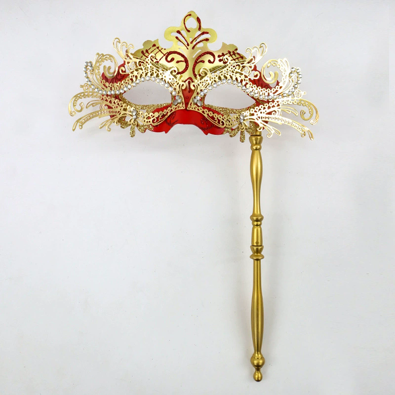 Metal Rhinestone Handheld Mask – Detachable Half Face Masquerade Mask with Stick for Women, Luxury Party Accessory for Halloween & Ball