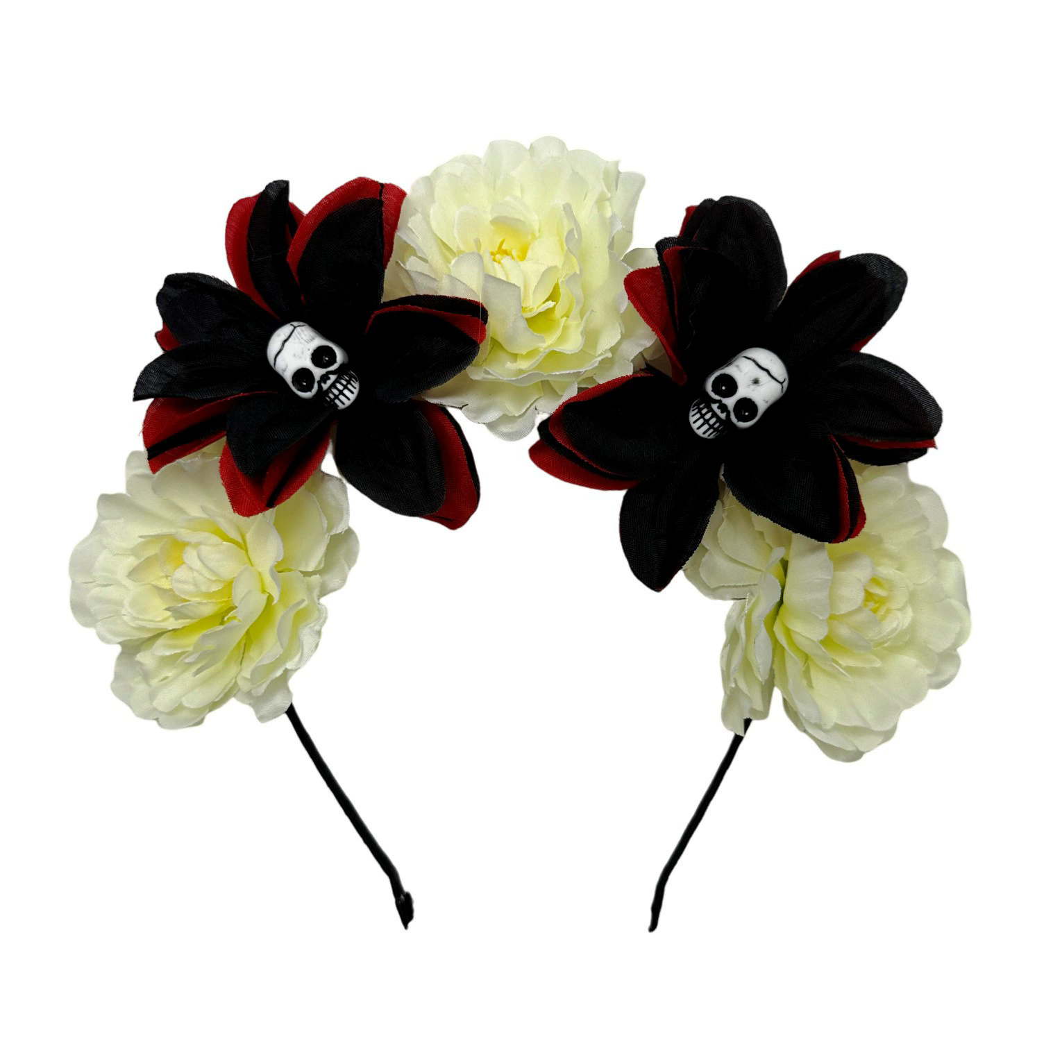 Gothic Flower Skull Headband – Rose Skull Hairband for Women & Girls Halloween Costume Accessory