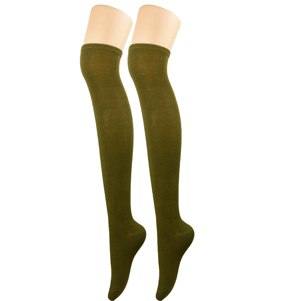 Plain Thigh High Socks – Solid Color Over Knee Stockings for Women Halloween Costume