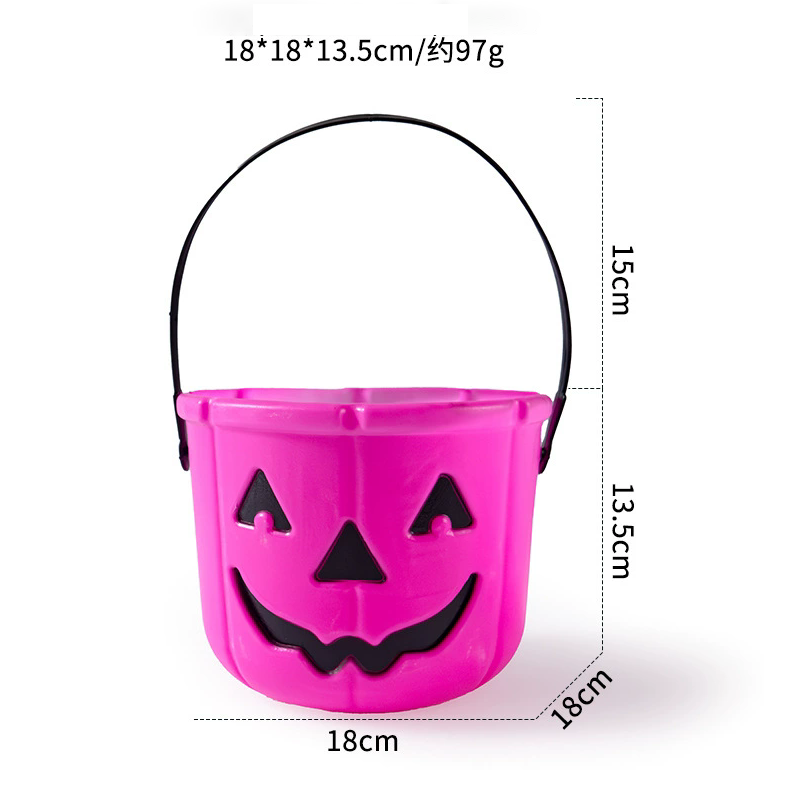 Happy Face Smile Pumpkin Bucket for Halloween Trick or Treat Candy Holder – Jack O Lantern Decorative Prop
