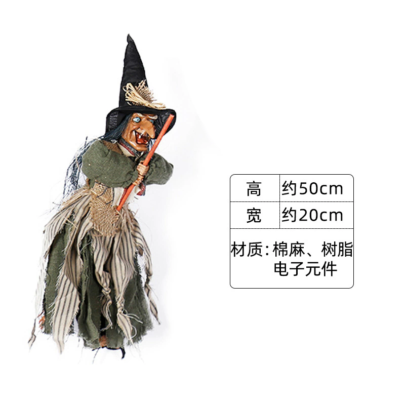 Motorized Halloween Animatronics - Hanging Ghost, Standing Witch & Sound Activated Skeleton Prop for Outdoor Yard Decor, Haunted House Party Supplies