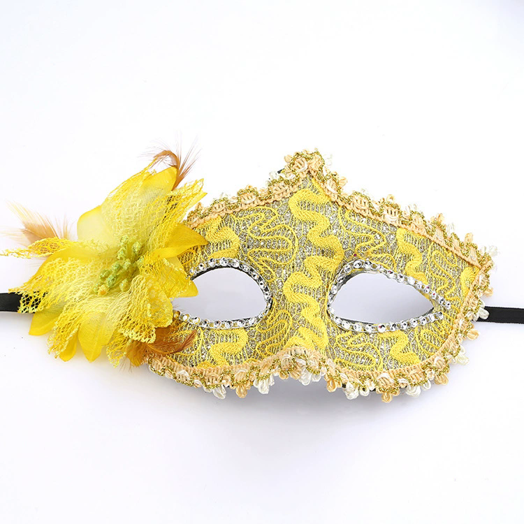 Floral Lace Half Face Mask – Flower Embellished Masquerade Eye Mask for Women, Romantic Party Mask for Halloween & Ball