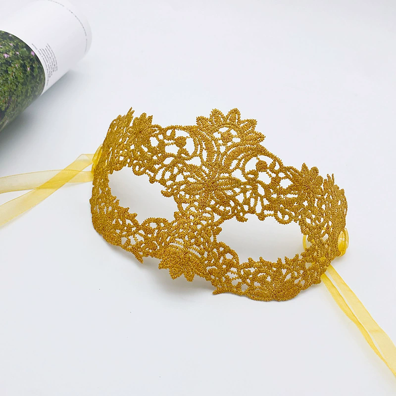 Holographic Lace Mask – Gold Foil Iridescent Half Face Masquerade Eye Mask for Women, Glamorous Party Accessory for Halloween & Cosplay