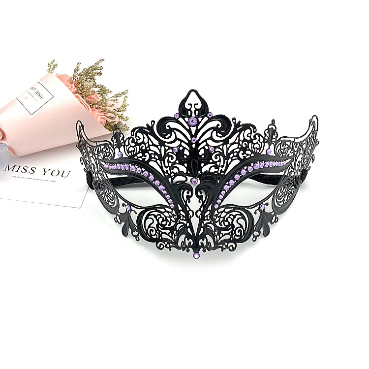 Rhinestone Metal Mask – Half Face Masquerade Mask with Crystal Gems for Women, Glamorous Party Mask for Halloween & Cosplay