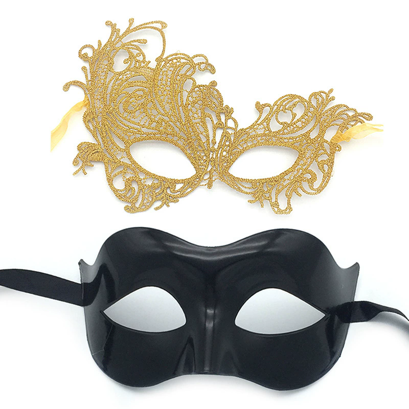 Couple Eye Mask Set – Matching Half Face Masquerade Mask for Men & Women, Romantic Party Accessory for Halloween & Ball