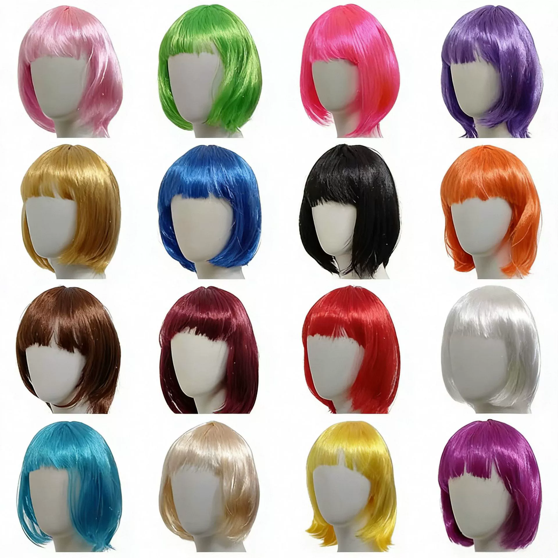 Colored Short Straight Bob Wig – Student Style Full Cap Wig for Women & Girls, Anime Cosplay Costume Prop