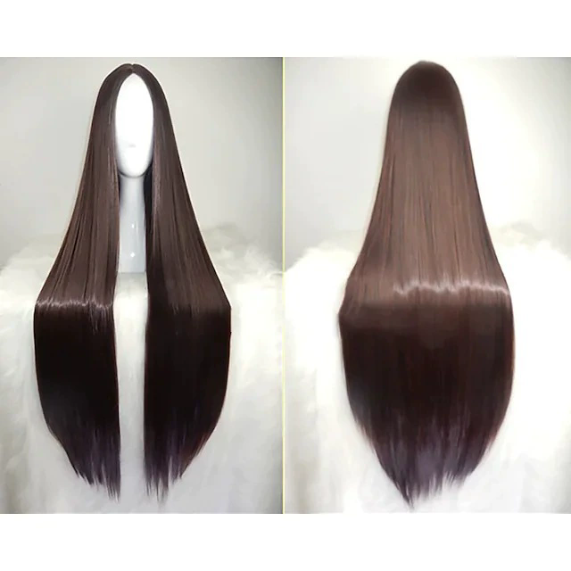 80cm Long Straight Anime Wig – Middle Part Bangs Cosplay Wig for Women Girls Halloween Party Prop