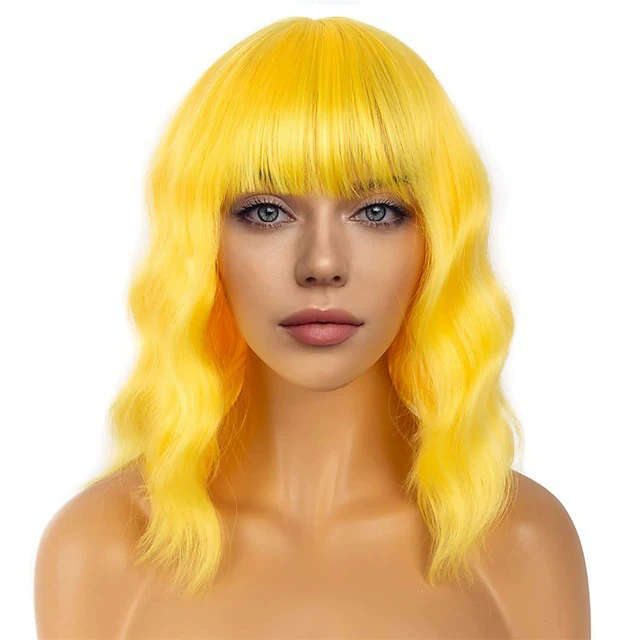 Women's Medium Long Curly Wig – Colorful Short Curls Halloween Costume Wig for Adult Women Party Prop