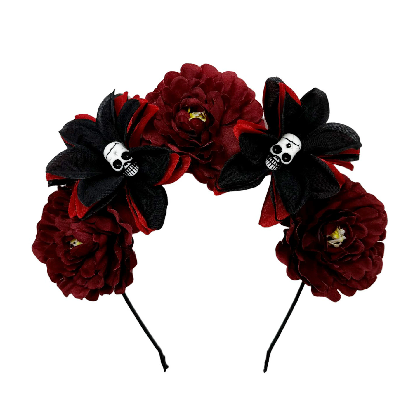 Gothic Flower Skull Headband – Rose Skull Hairband for Women & Girls Halloween Costume Accessory