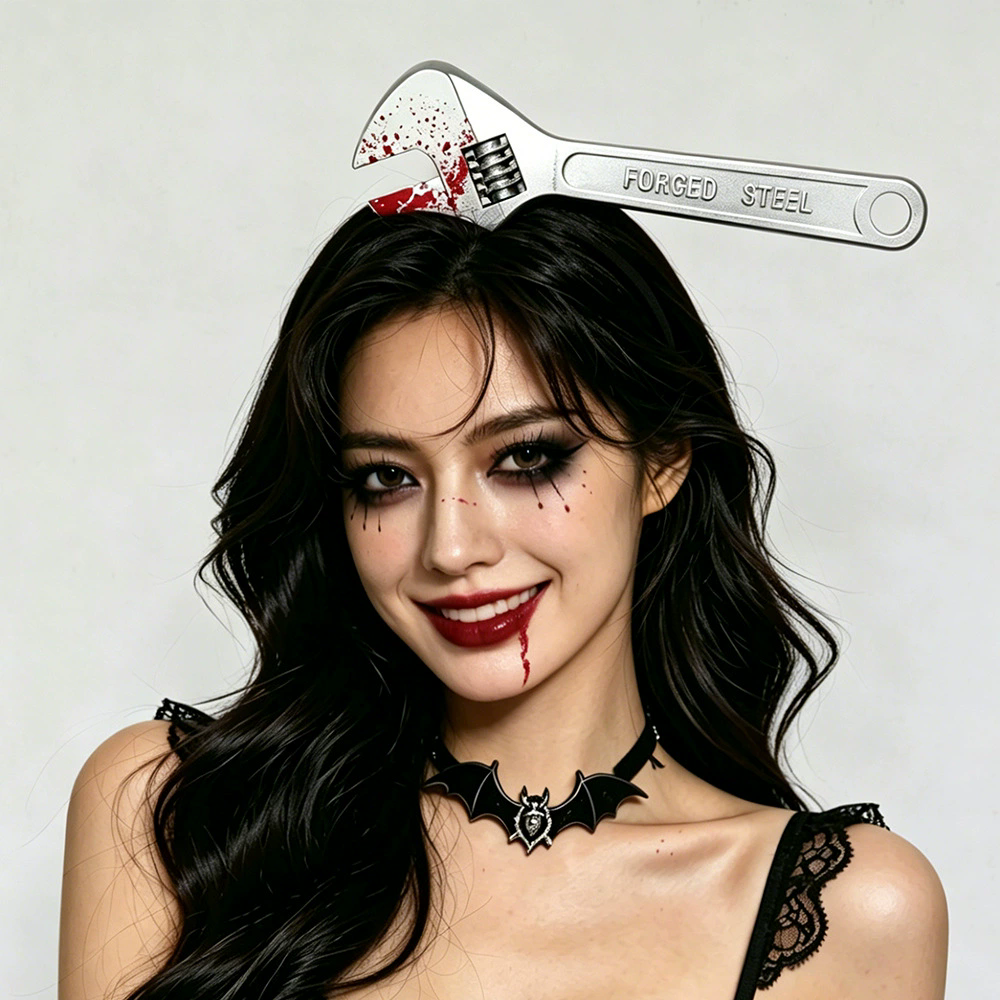 Horror Through Head Knife Headband – Bloody Axe Hairband for Scary Zombie Costume Halloween Party Prop