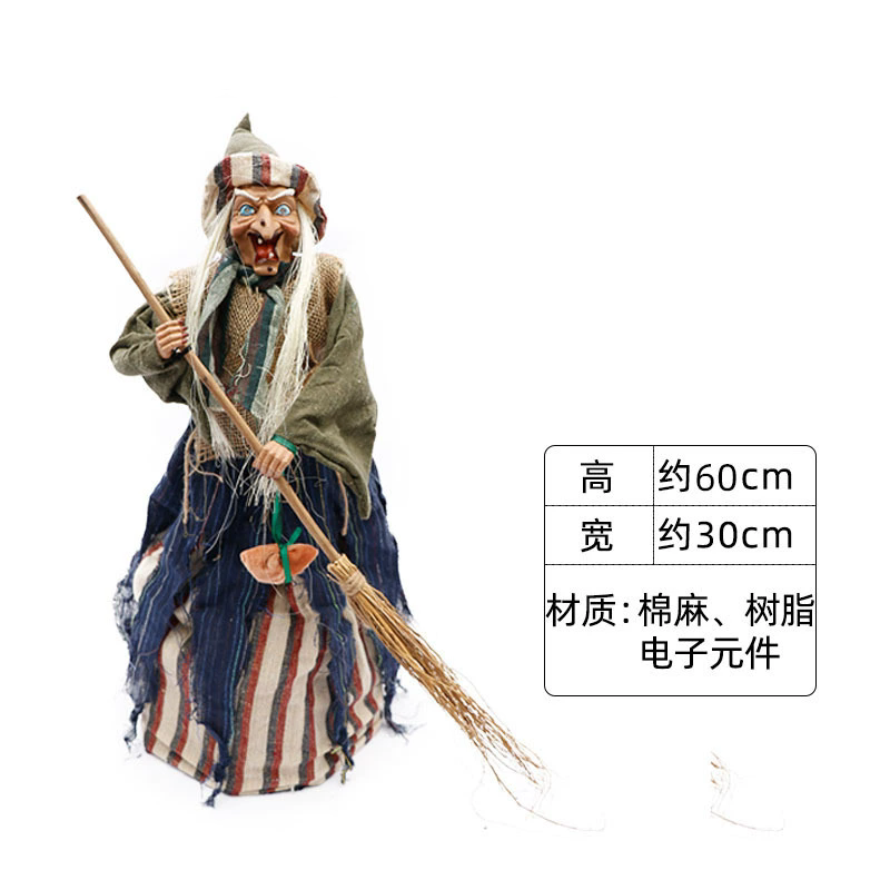 Motorized Halloween Animatronics - Hanging Ghost, Standing Witch & Sound Activated Skeleton Prop for Outdoor Yard Decor, Haunted House Party Supplies