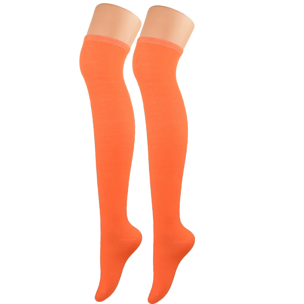 Plain Thigh High Socks – Solid Color Over Knee Stockings for Women Halloween Costume