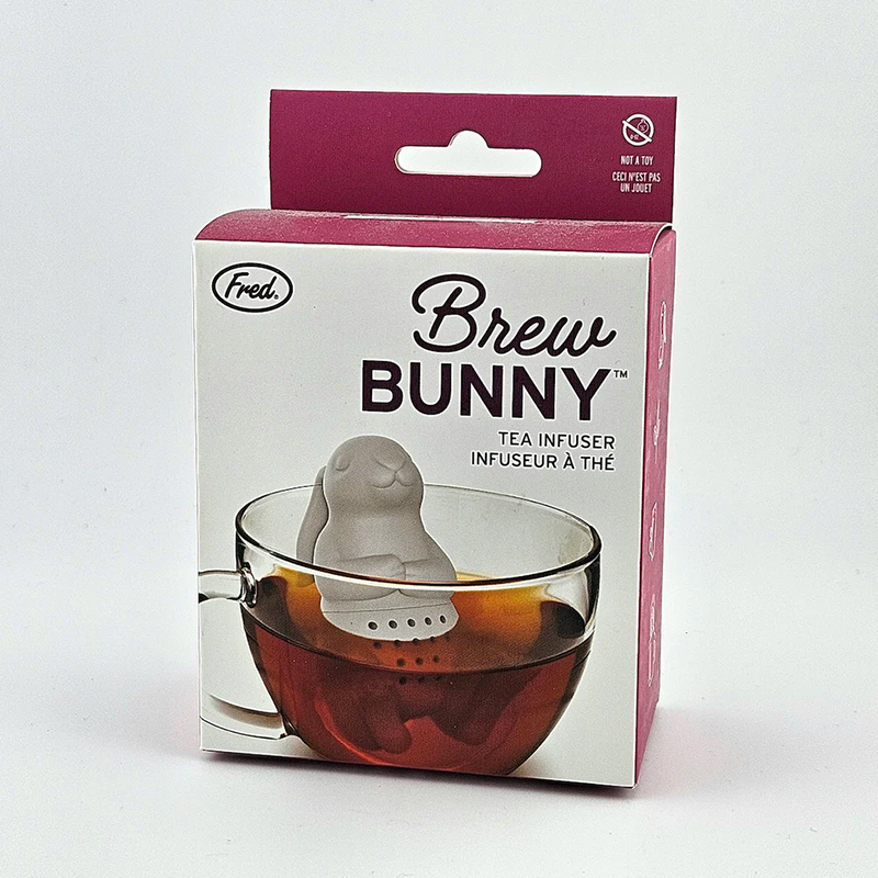 Brew Bunny silicone rabbit tea infuser color retail gift box white background product shot