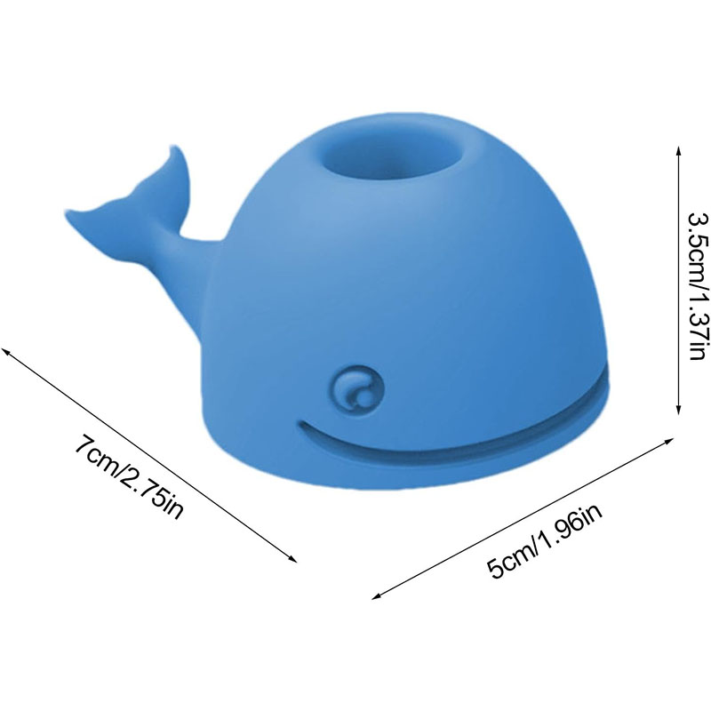 close-up cartoon whale head silicone pen stand texture detail